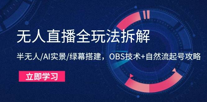 图片[1]-（14684期）无人直播全玩法拆解：半无人/AI实景/绿幕搭建，OBS技术+自然流起号攻略-倾慕云小窝