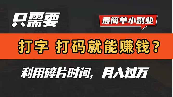 图片[1]-（14673期）只需要打字，打码，就能赚钱？简单的赚钱小副业，利用碎片时间，月入过万-倾慕云小窝